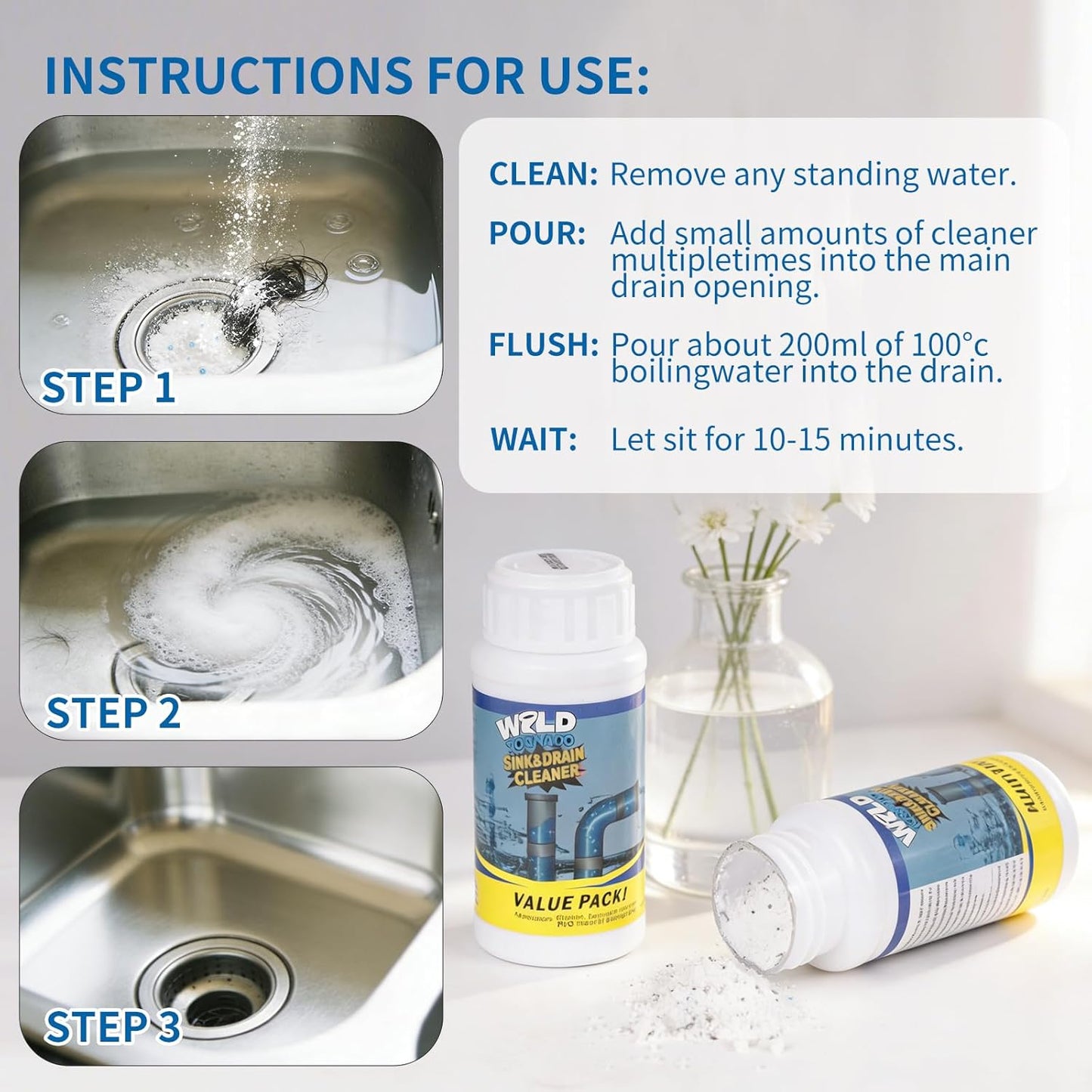 Instant Sink & drain Cleaner Powder